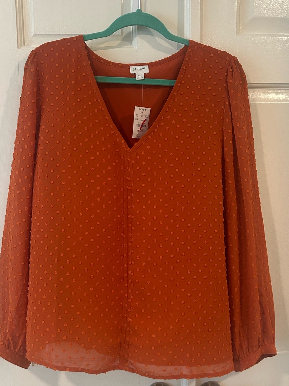 J Crew Orange Clipdot Blouse
